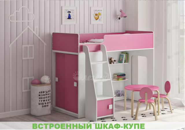 Кровать чердак Легенда 42.5.1 со шкафом-купе
